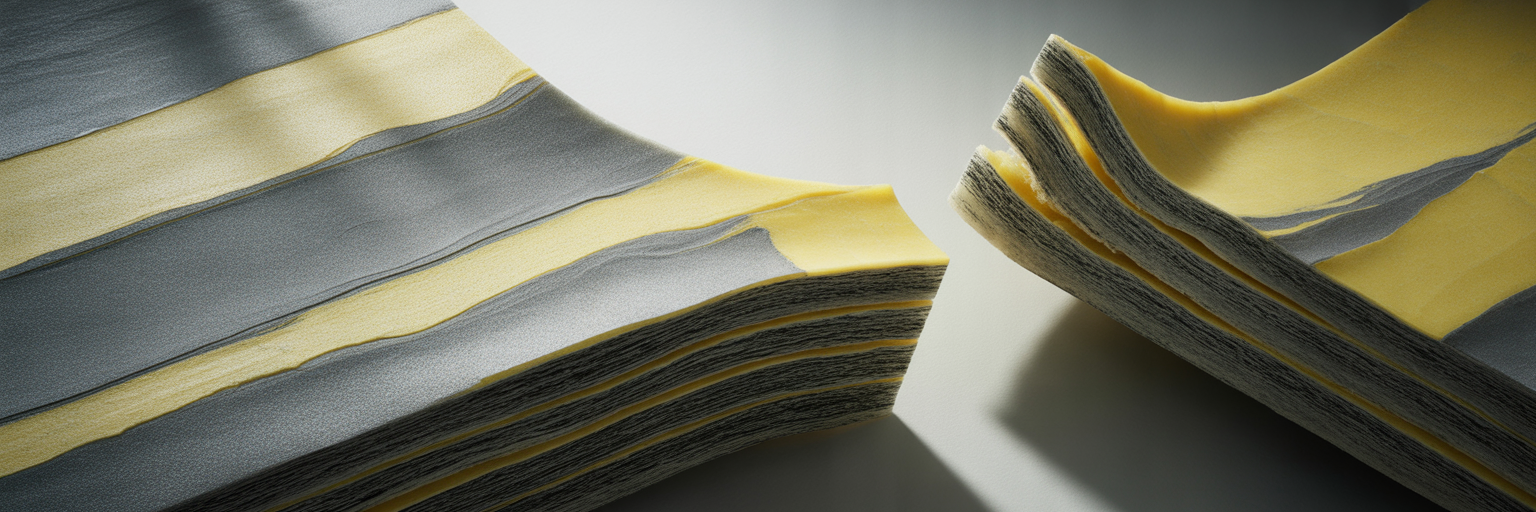 Cross-section showing material delamination process