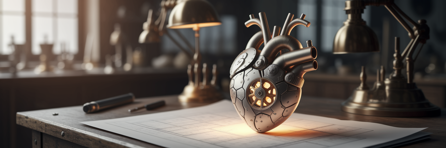 Cœur mécanique symbolisant le ROI de l'IA.