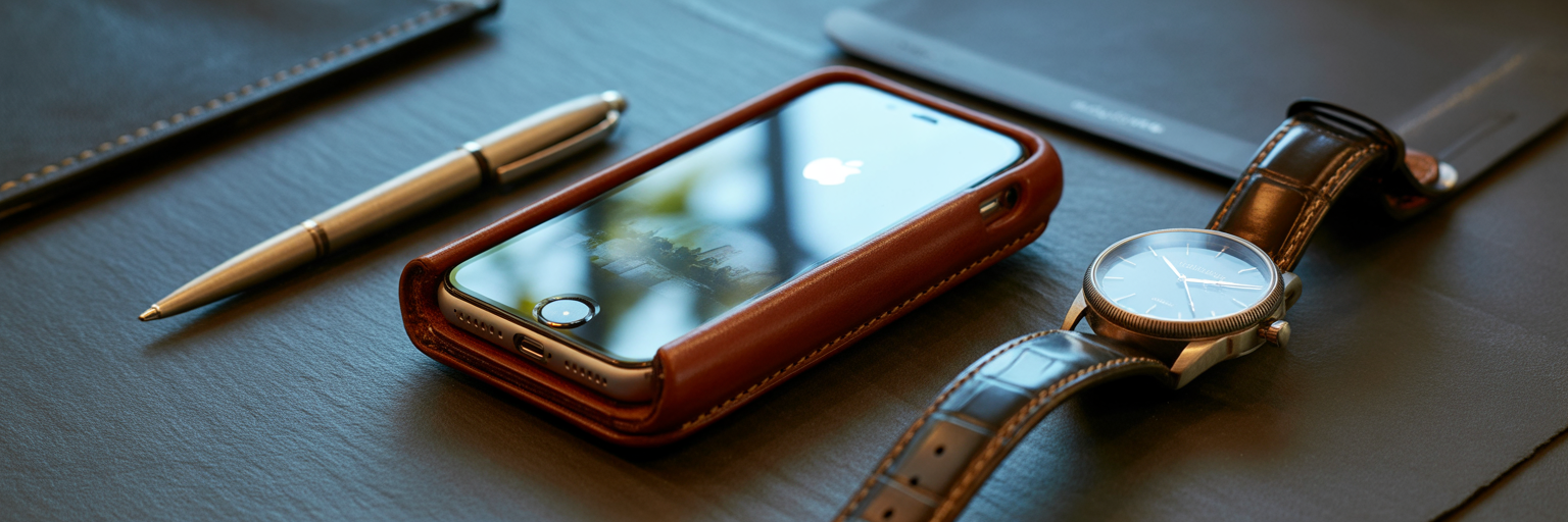 Curated everyday carry items with iPhone case.