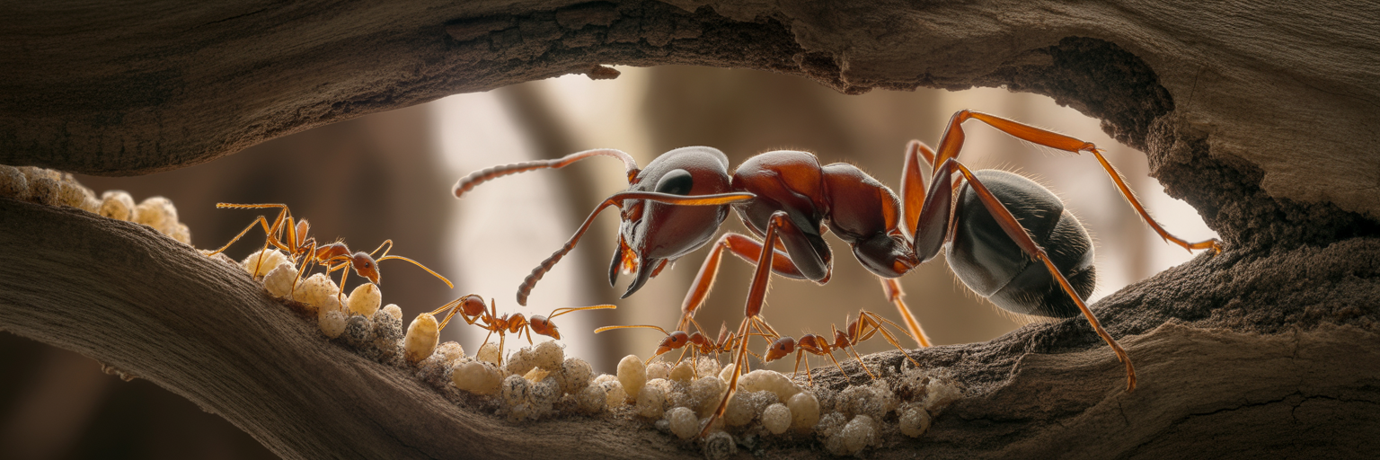 Cutaway view of an ant colony nest.