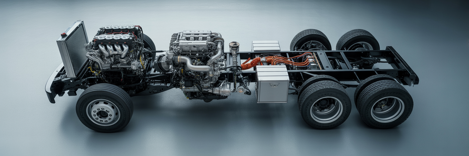 Cutaway view of truck powertrain options