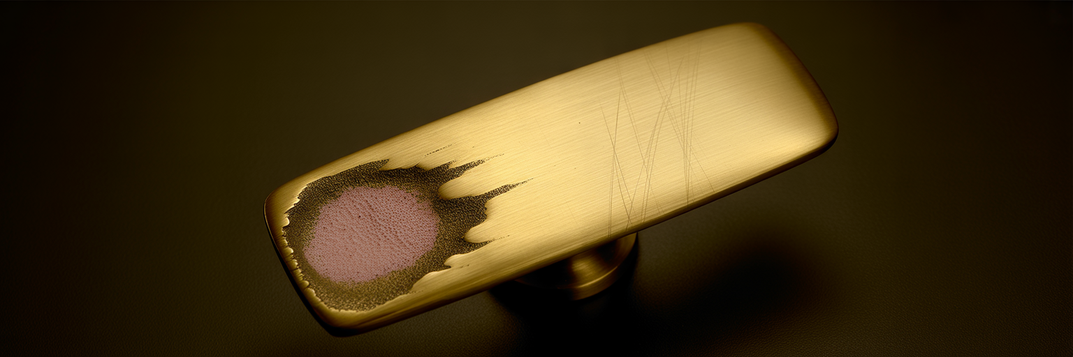 Damaged versus polished unlacquered brass hardware