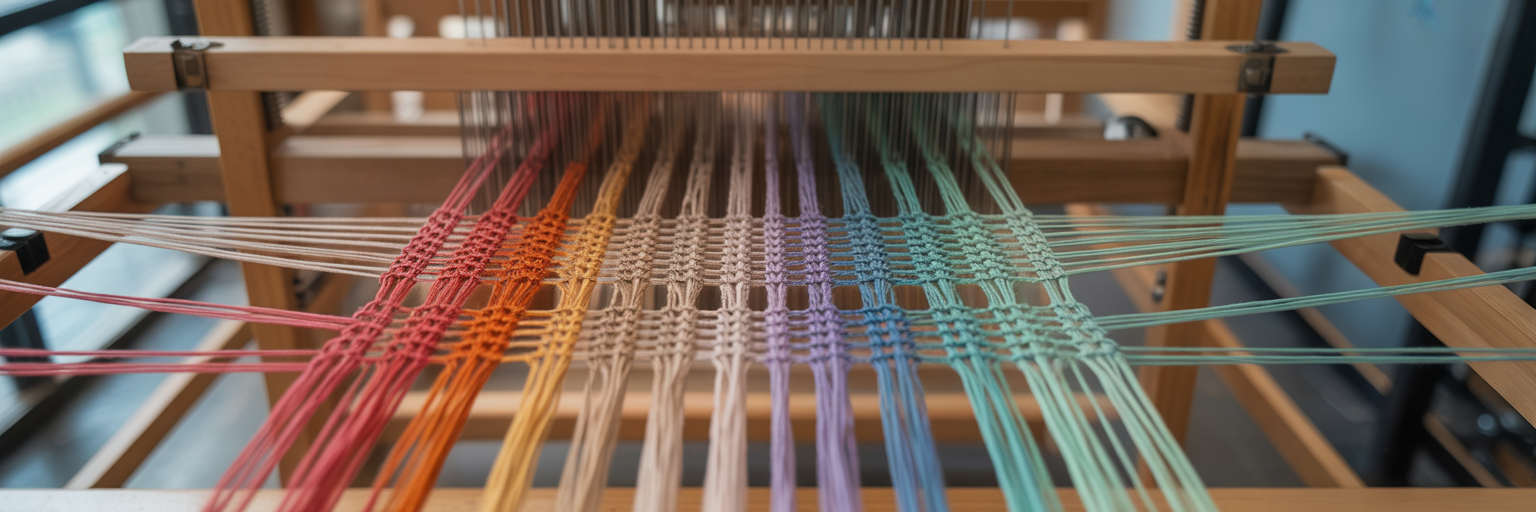 Data threads woven into a tapestry.