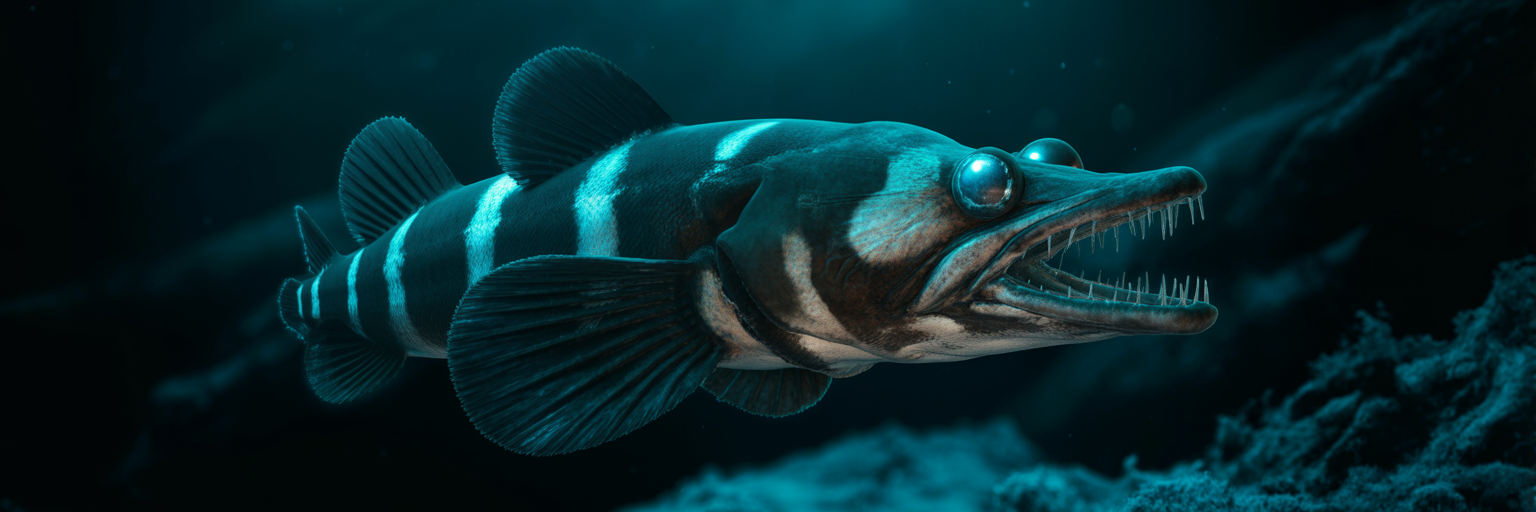 Deep-sea dragonfish with transparent teeth.
