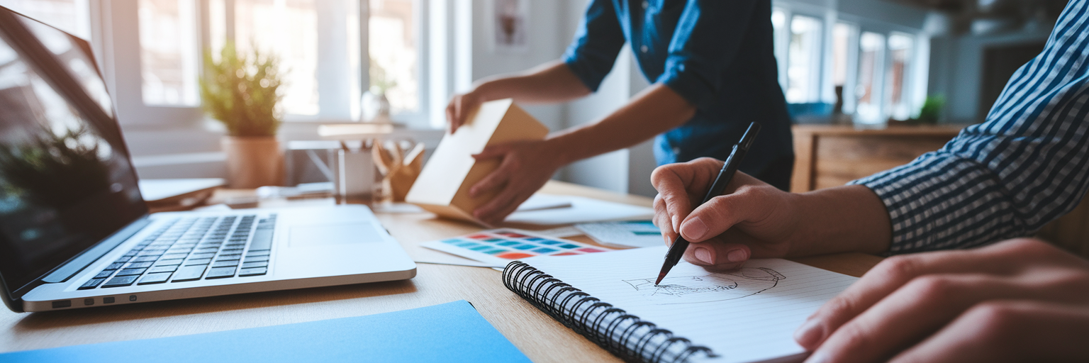 Design studio with people working efficiently.