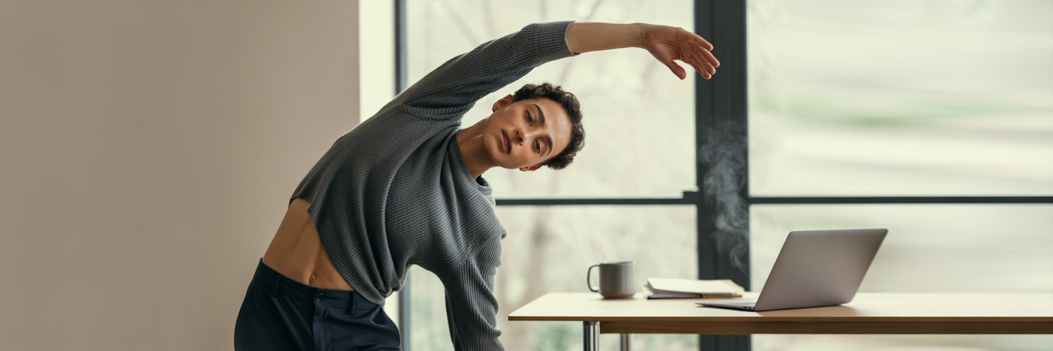 Desk worker taking a movement break