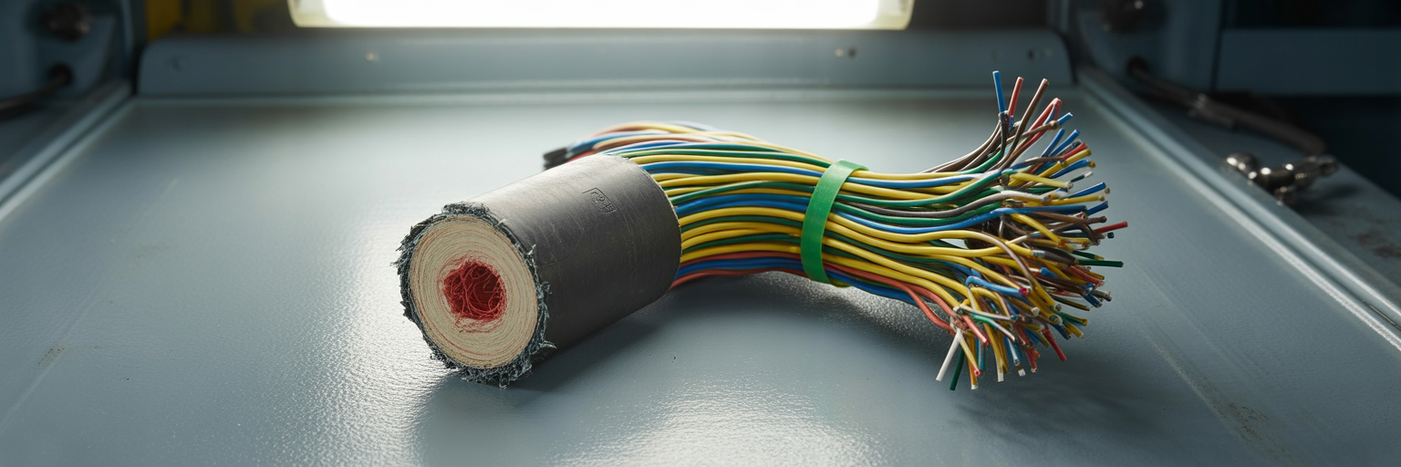 Detailed automotive wiring harness.