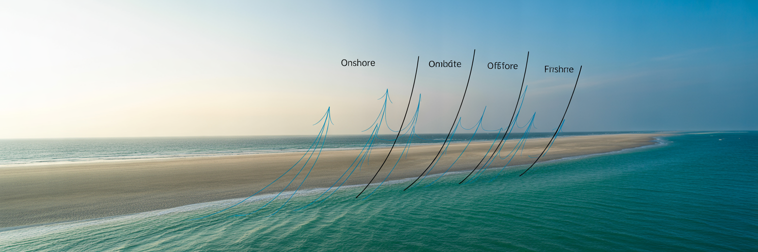 Diagram of wind affecting coastal water levels