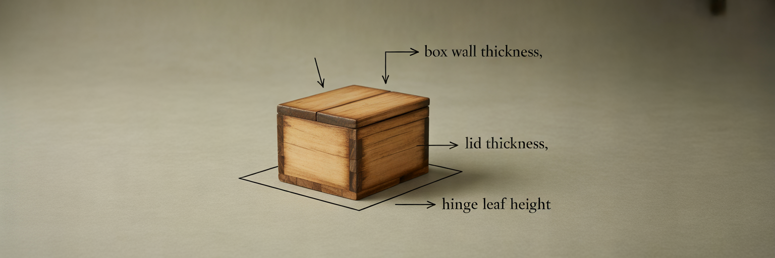 Diagram showing how to measure small box hinges