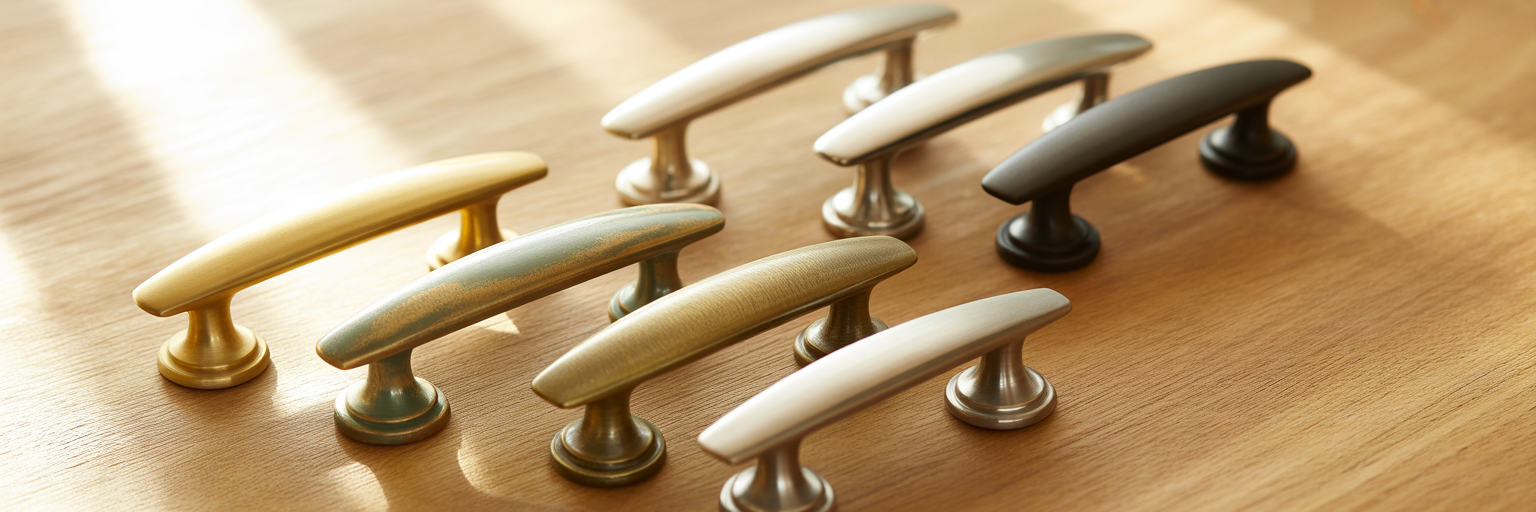 Different material finishes for cabinet cup pulls