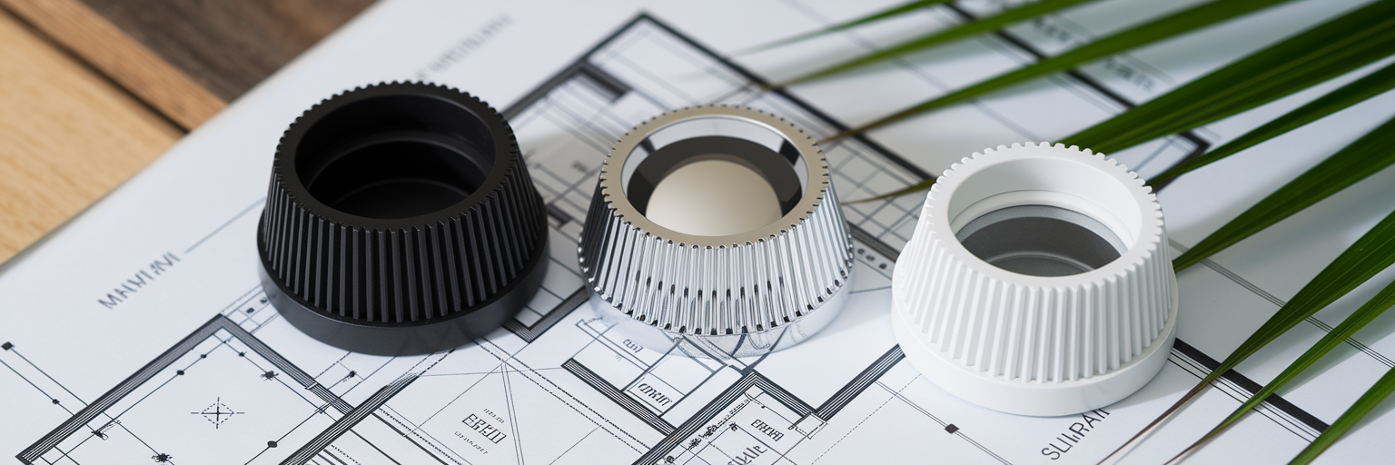 Different recessed lighting trims on blueprint.