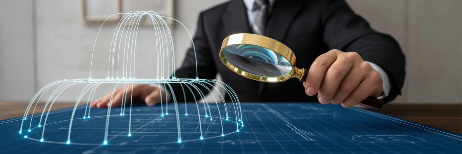 Digital blueprint inspection on drafting table