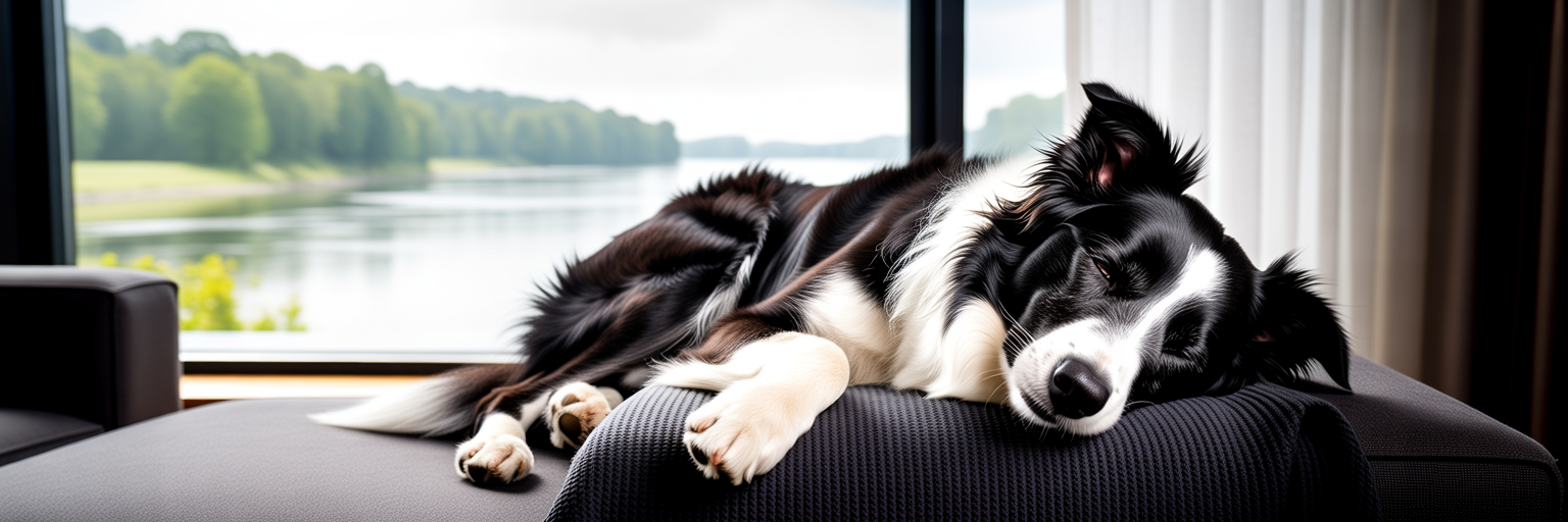 Dog sleeping on a washable sofa cover.