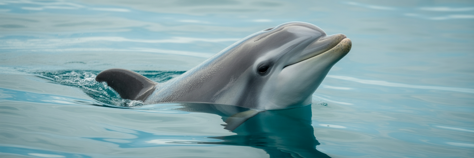 Dolphin breathing through its blowhole.