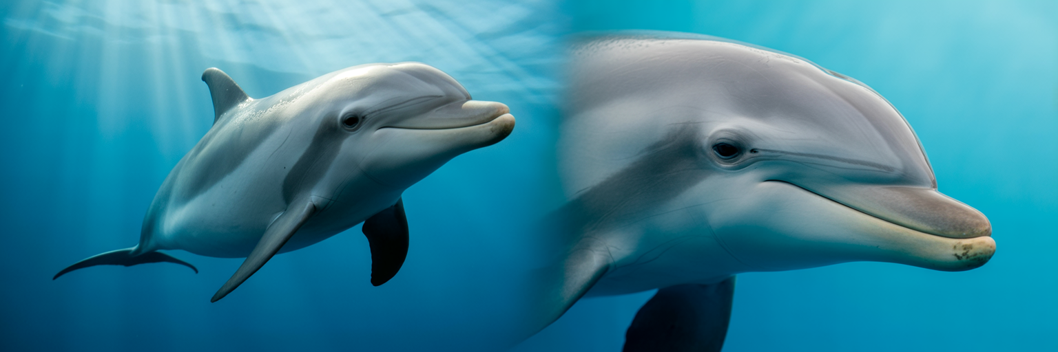 Dolphin swimming with one eye open.