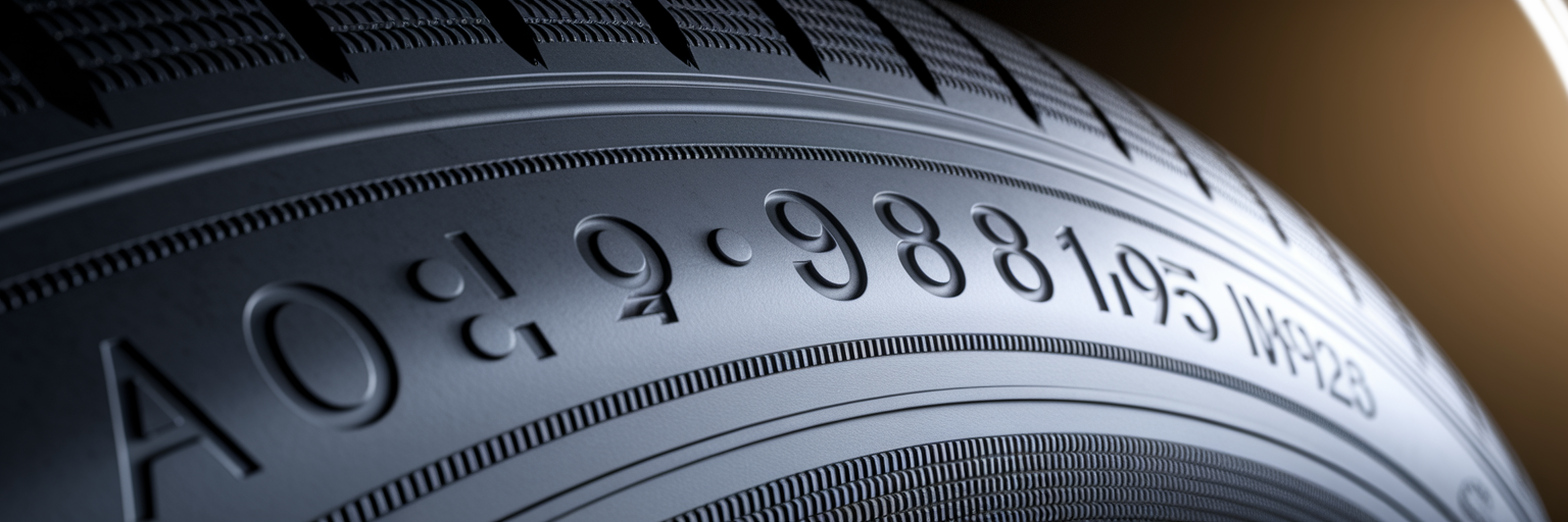 DOT code with manufacturing date on a tire.