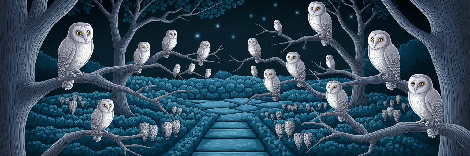 Drawing of owls representing vigilant security monitoring.