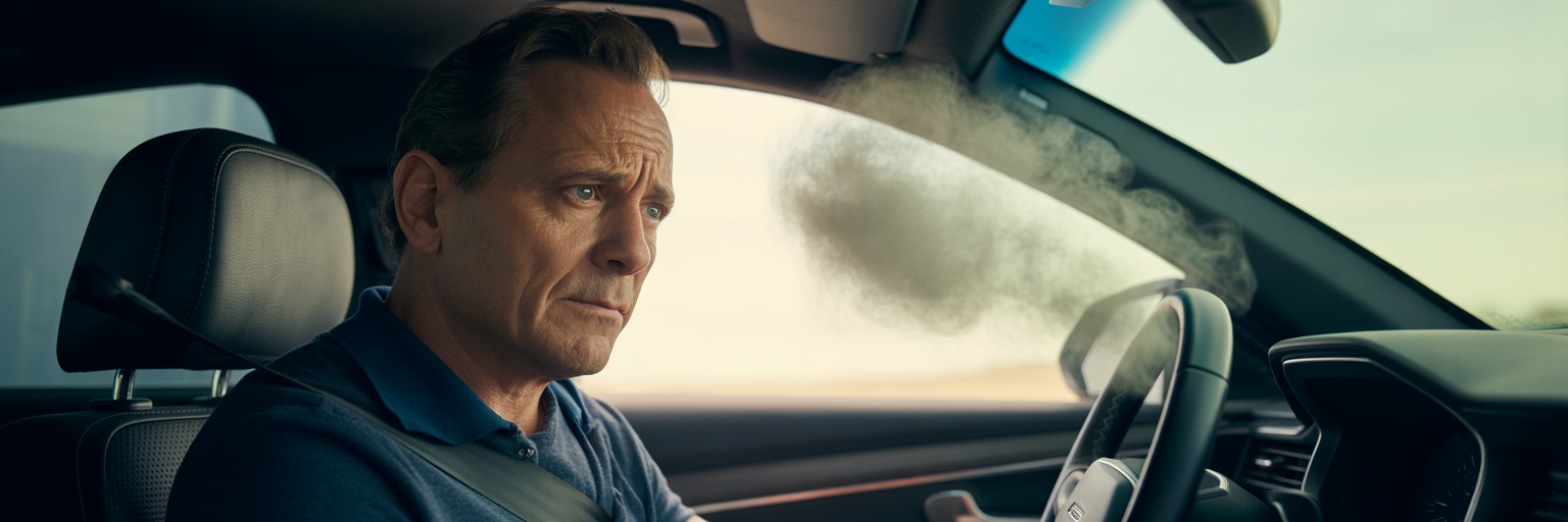 Driver concerned about car air quality.