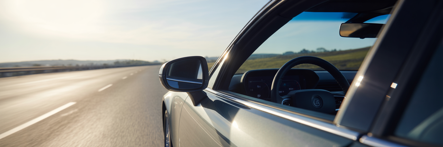 Driver's view cruising on a highway