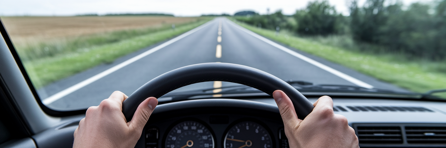 Driver's view of a smooth road.