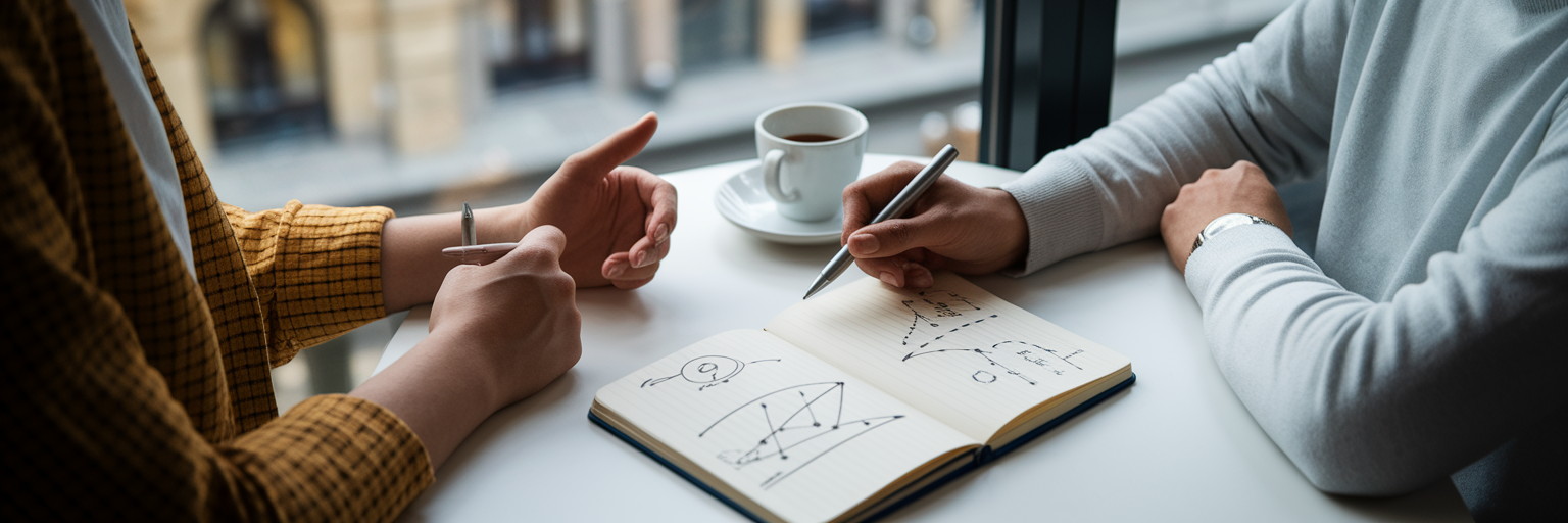 Dwie osoby rozmawiające o inwestowaniu.