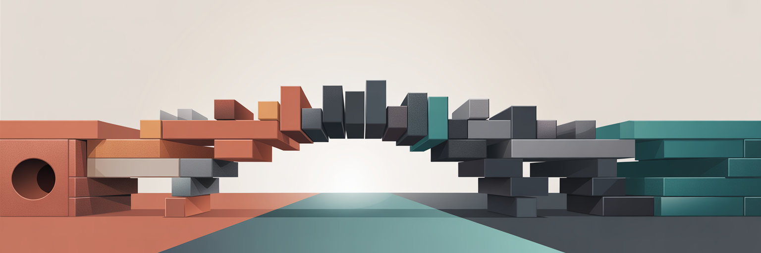 Eine Brücke aus bunten Blöcken als Metapher.