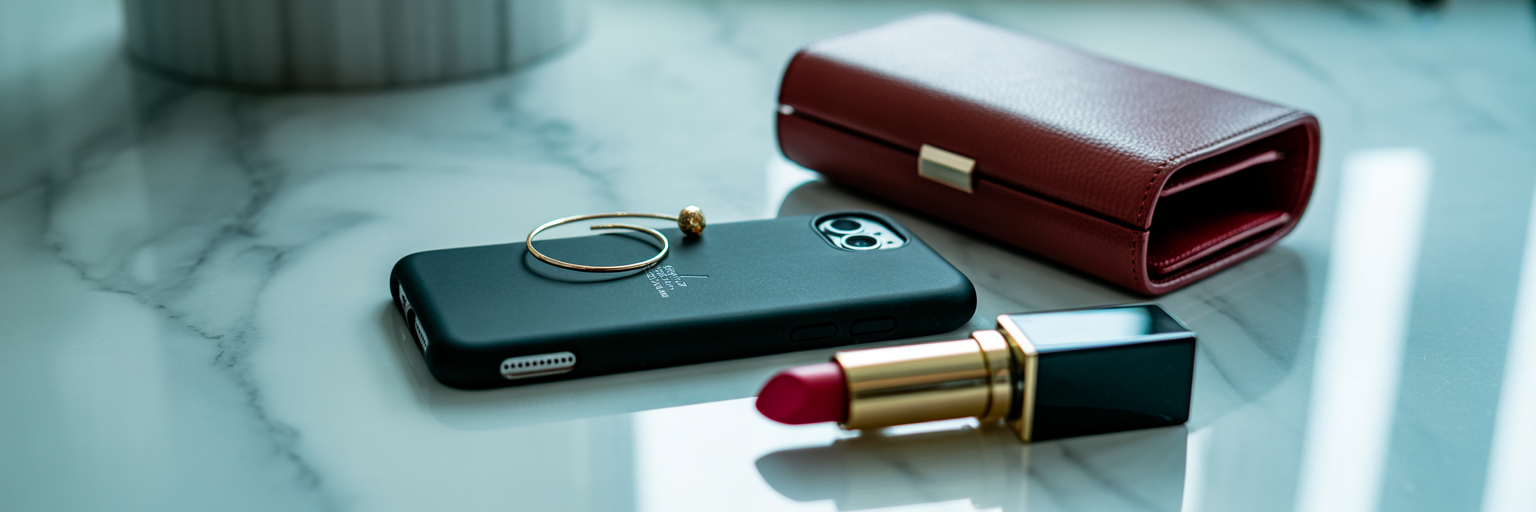 Elegant flat lay with rectangle iPhone case.