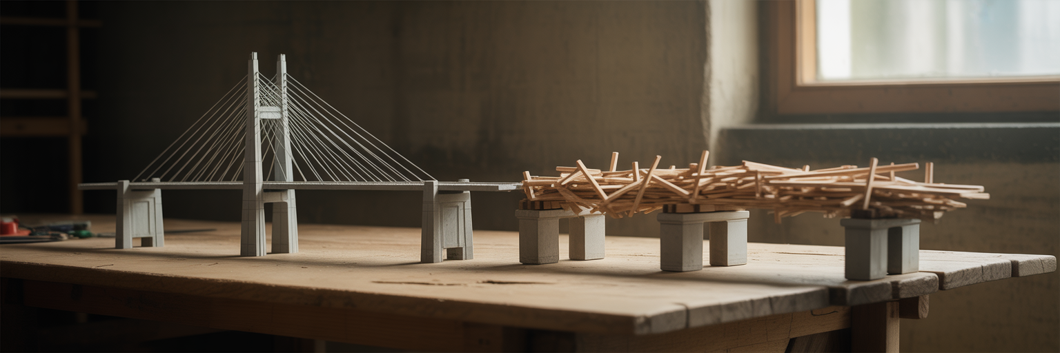 Engineered bridge versus bulky bridge.