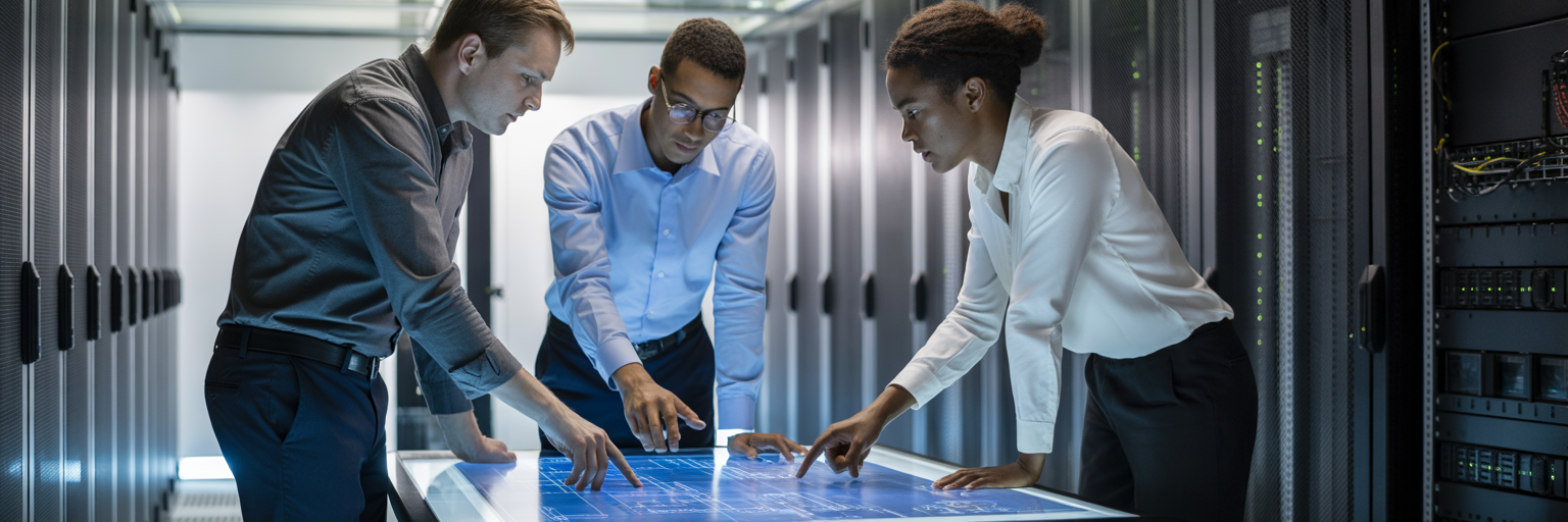 Engineers planning AI infrastructure deployment.