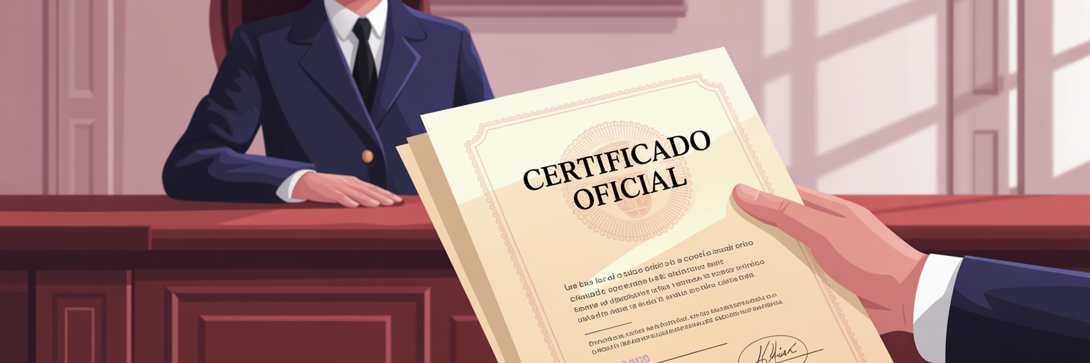 Entrega de certificado oficial en una oficina