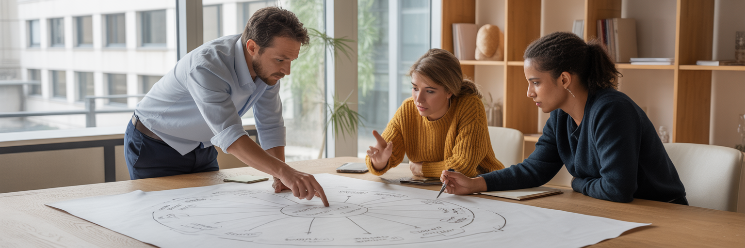 Équipe collaborant sur une bibliothèque de prompts