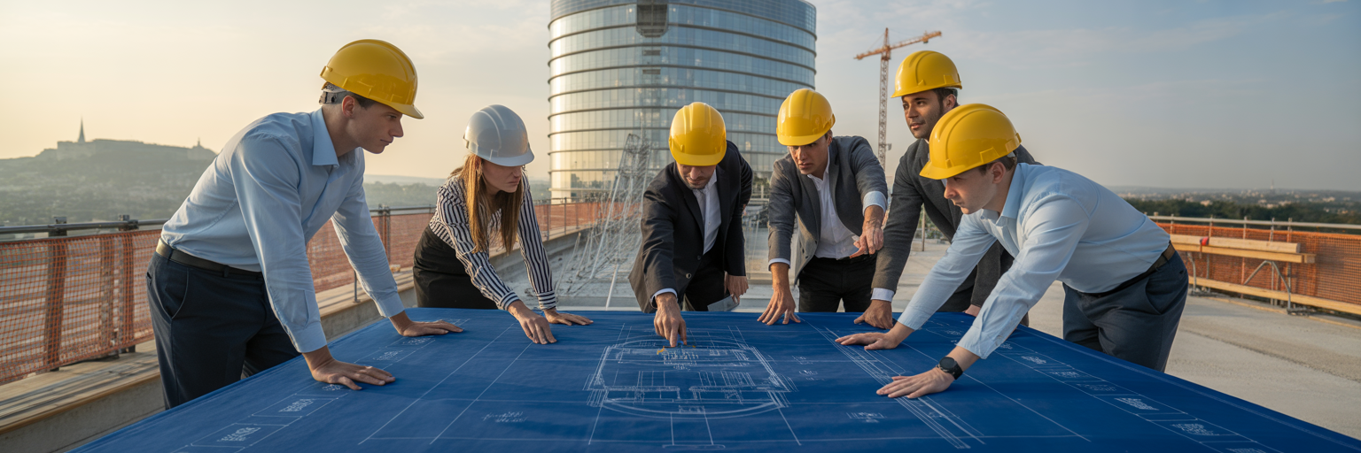 Équipe d'architectes planifiant une nouvelle structure de service client.