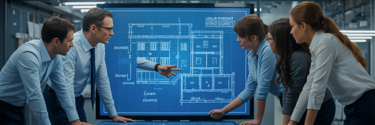 Équipe discutant d'un plan directeur informatique.