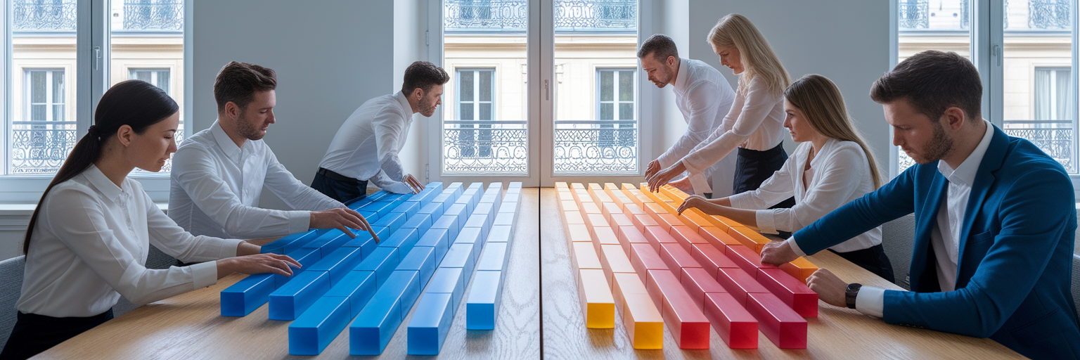 Équipe préparant des blocs de données structurées