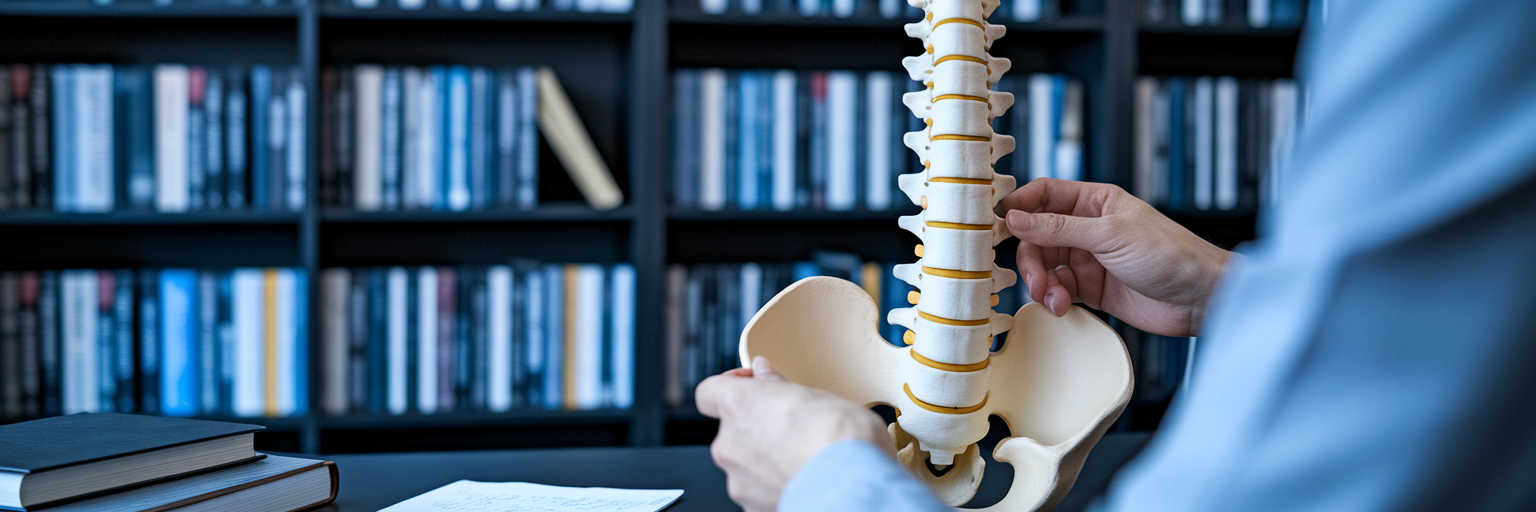 Proving Your Pain After A Charleston Car Accident 2 Expert reviewing spinal model for testimony.