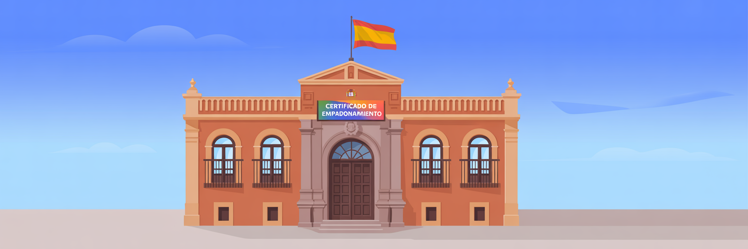 Fachada de ayuntamiento español para empadronamiento