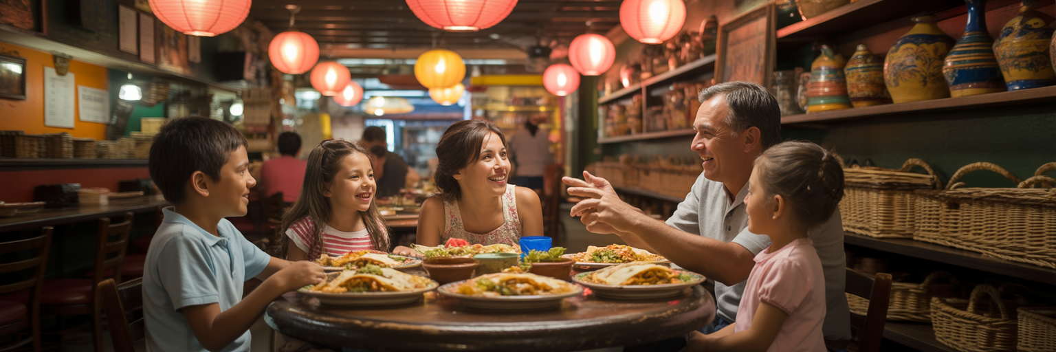 Family dining at local Mexican restaurant.