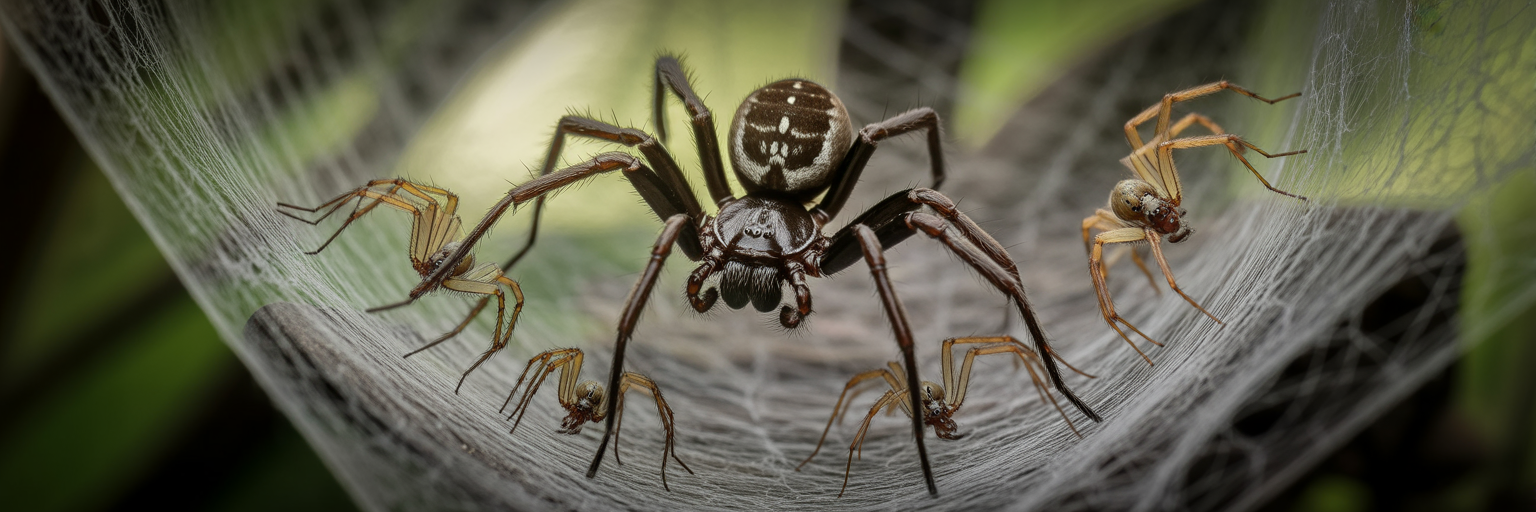 Family group of Toxeus magnus spiders