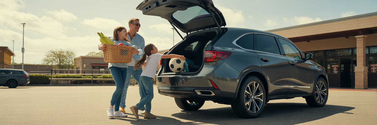 Family loading groceries into an Acura MDX.