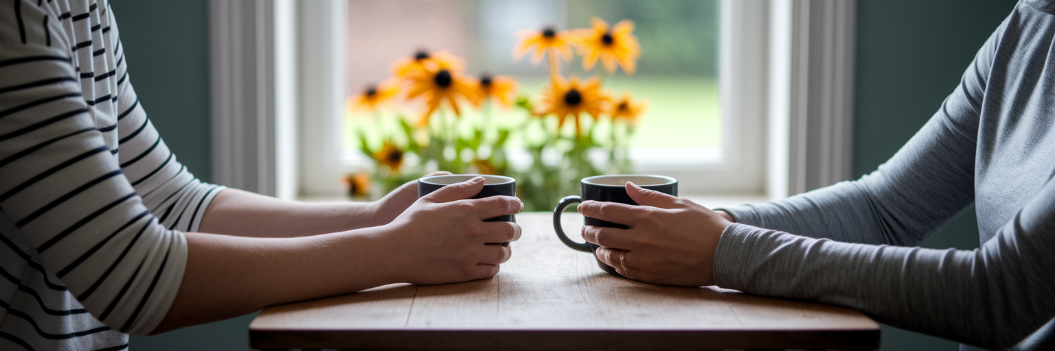 Family members having a supportive conversation.