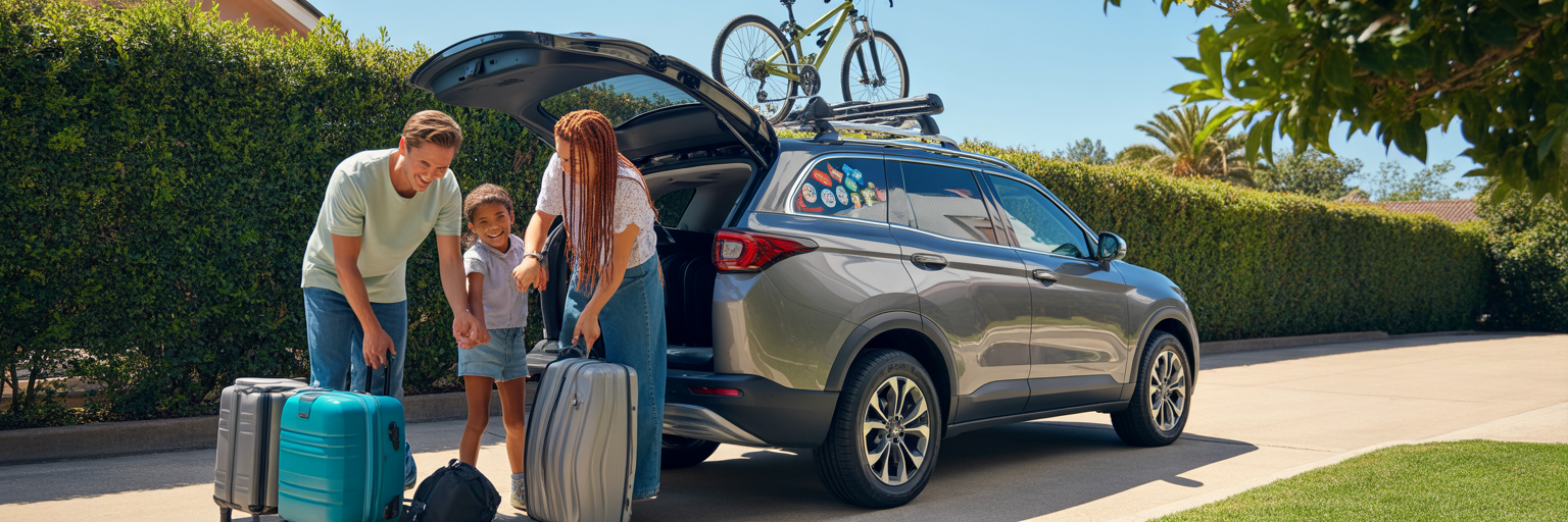 Family packing SUV for trip