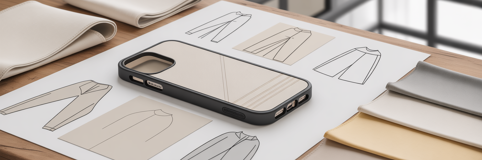 Fashion mood board with rectangle iPhone case.
