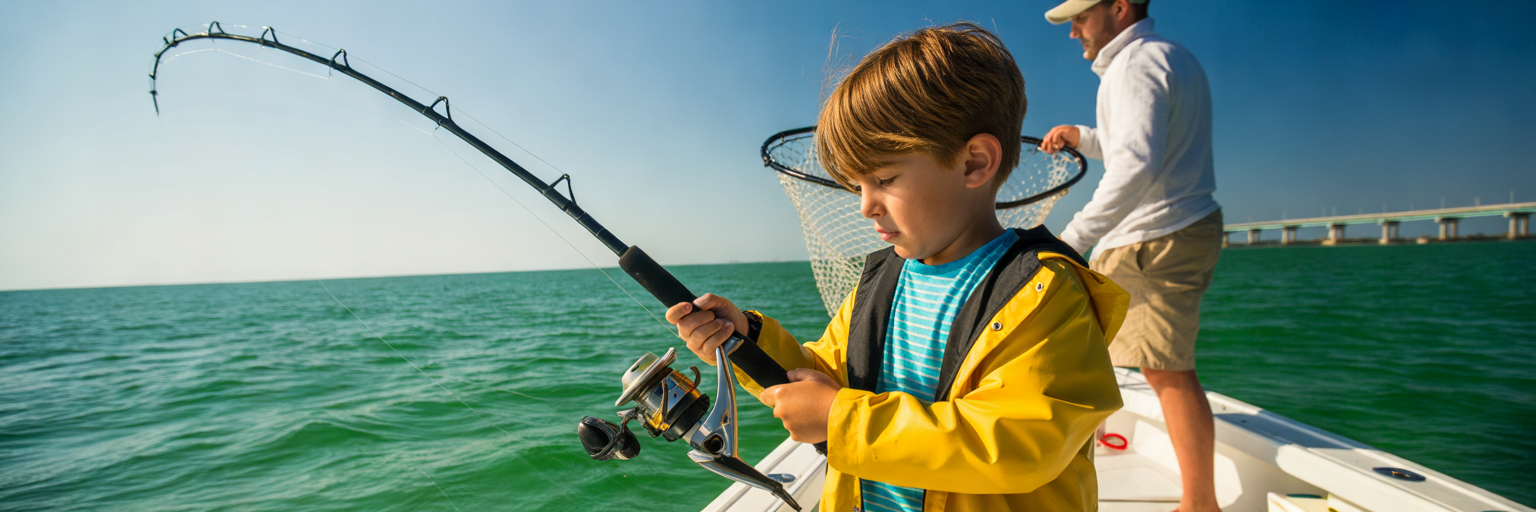 Father and son fishing in Destin bay