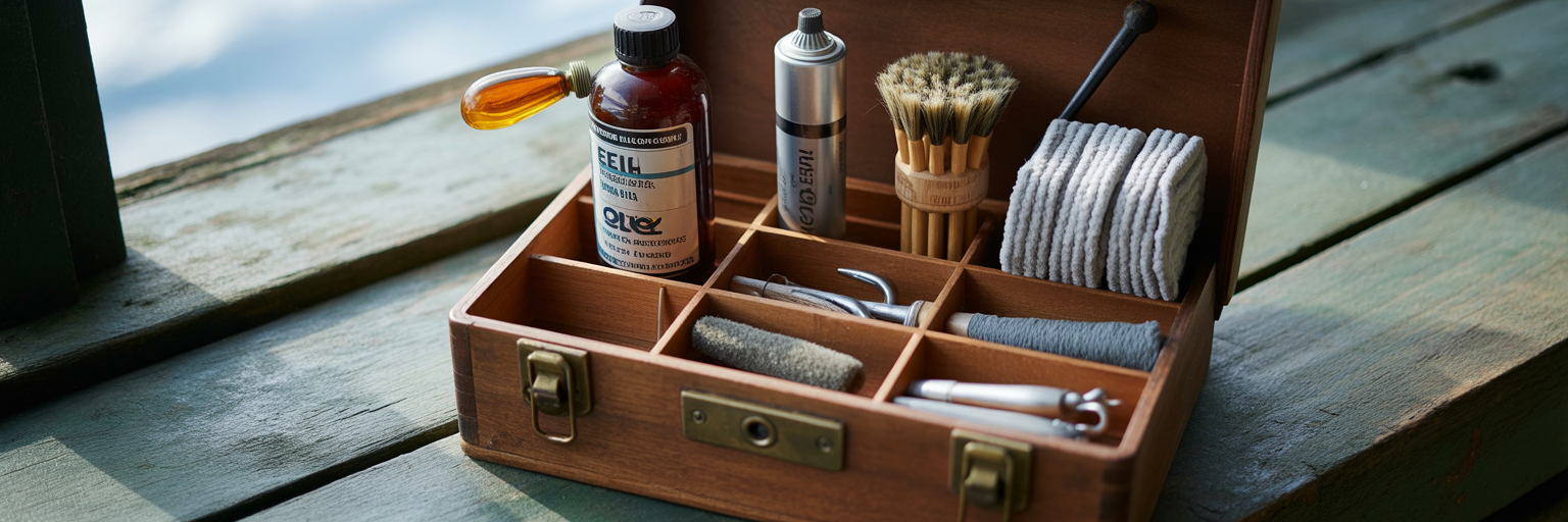 Fishing gear maintenance toolkit with oil