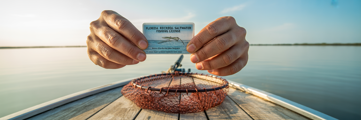 Florida fishing license next to cast net