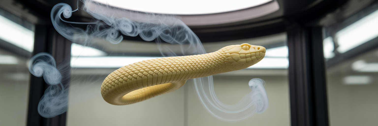 Flying snake model in wind tunnel
