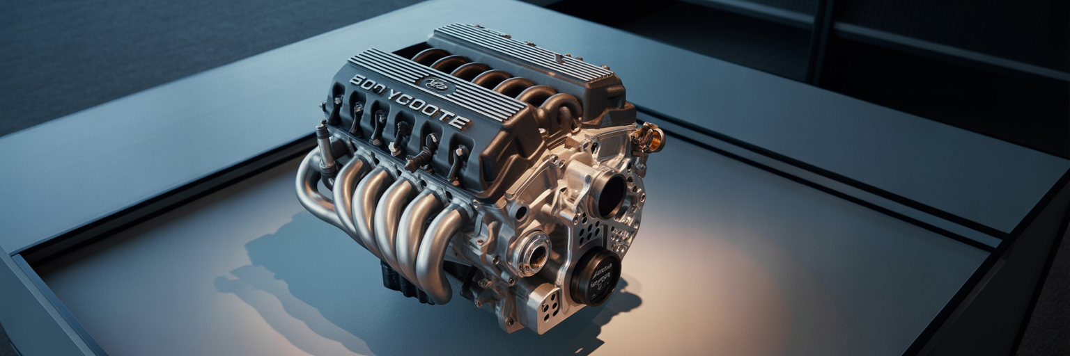 Ford 5.0L Coyote V8 engine on display
