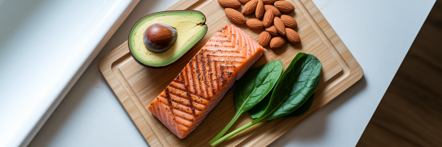 Fresh keto meal ingredients on counter.