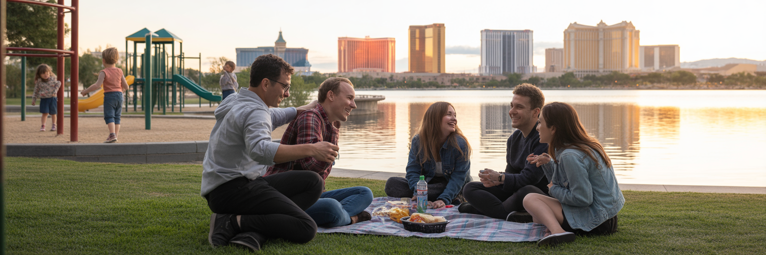 Friends enjoying a picnic at Sunset Park Nevada