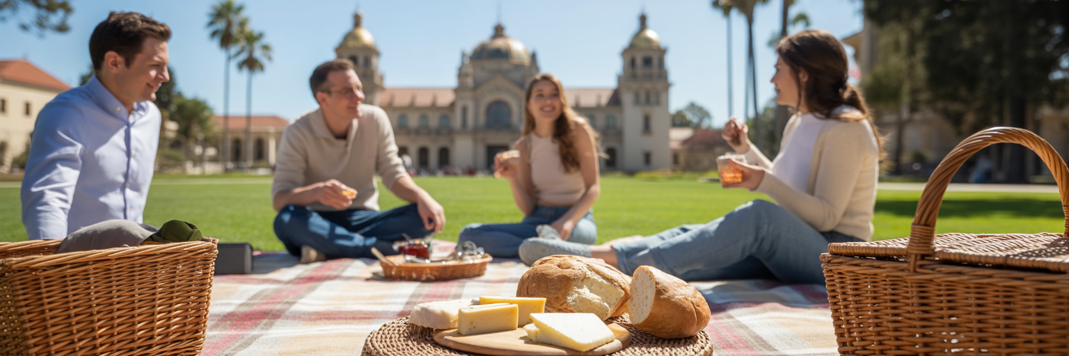 Friends having a picnic in Balboa Park